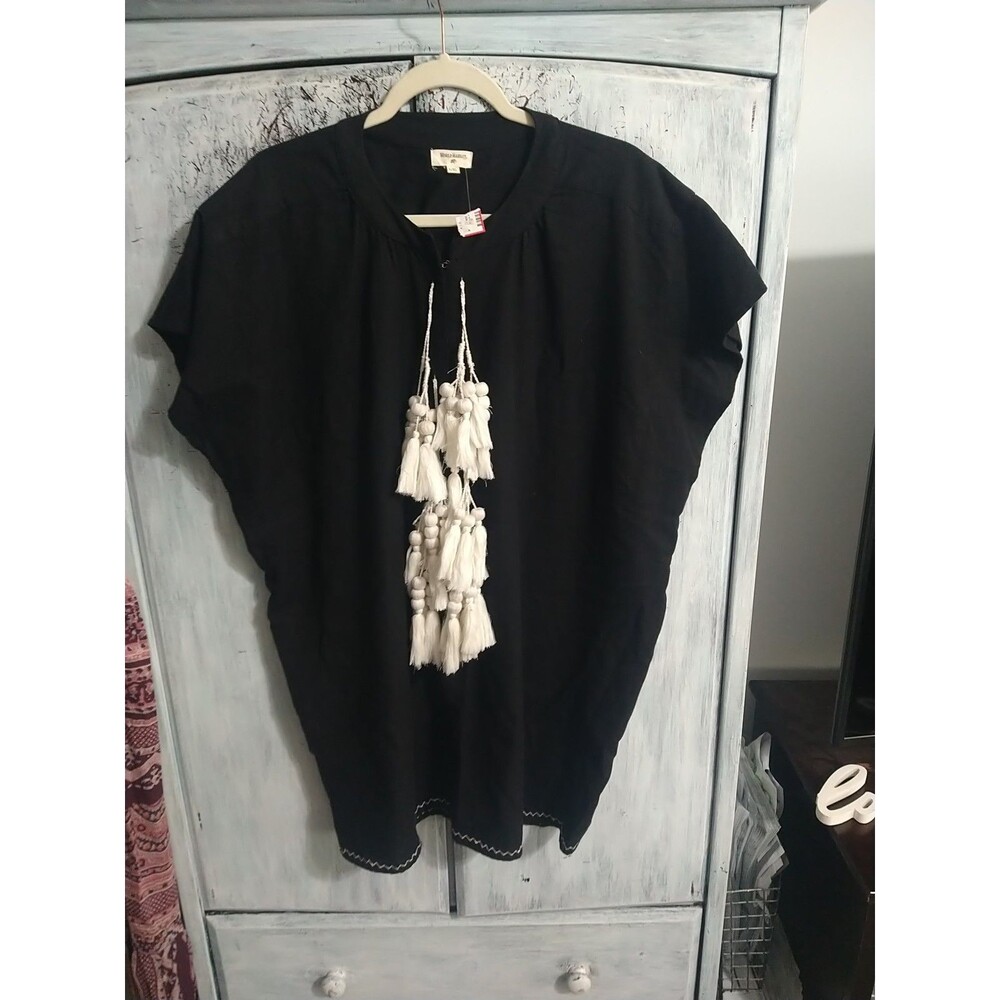 World Market Castle Tunic Mini Dress Black L/Xl Boho Logan Look Cottage Core